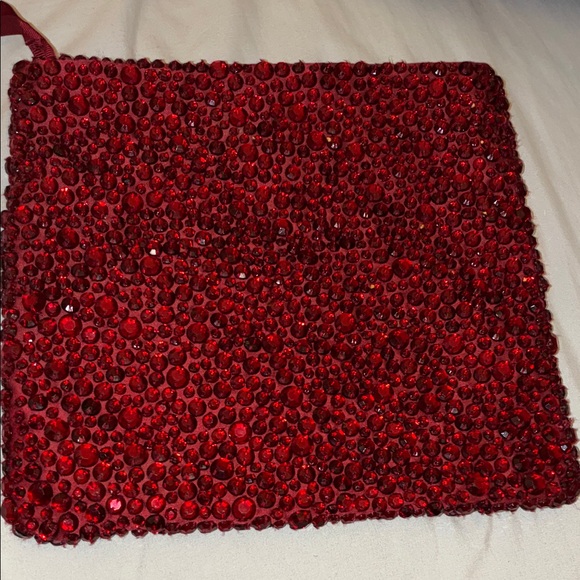 Banana Republic Handbags - Banana Republic Red Jeweled Clutch Wristlet